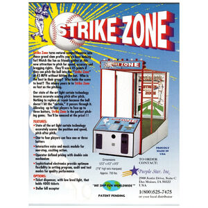 1990s Strike Zone Baseball Pitching Arcade Game Flyer Des Moines USA